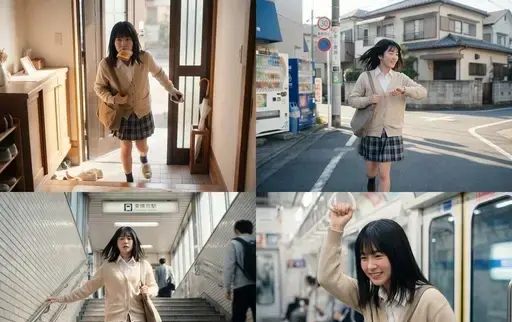 日系少女赶地铁