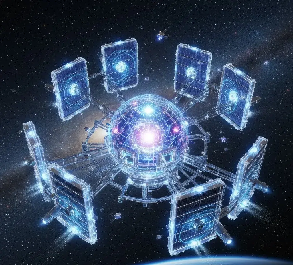 太空中的量子计算模型提示词:AI作图关键词与图片参考.
