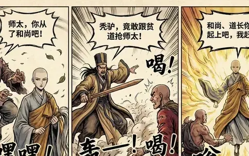 和尚道长师太三格漫画