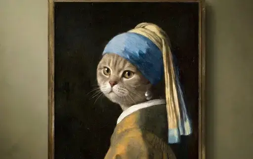 戴珍珠耳环的猫猫