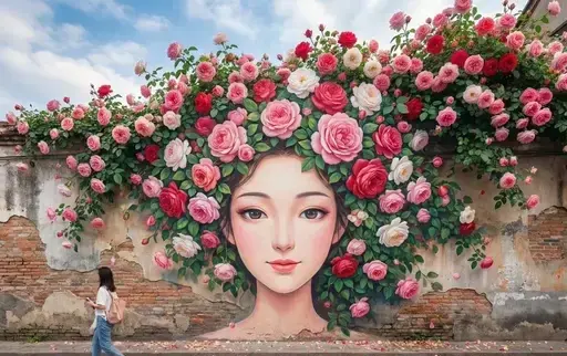 蔷薇少女墙绘