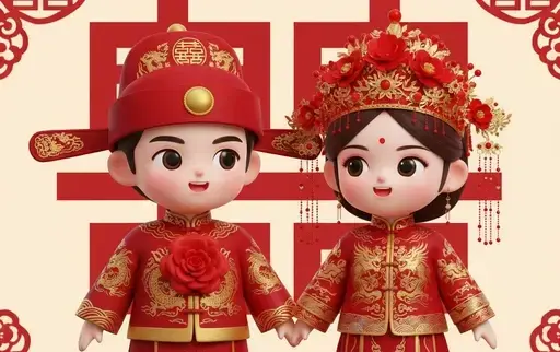 3D Q版中式婚礼图