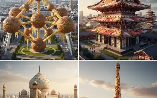 食物制作成的超写实3D写实图