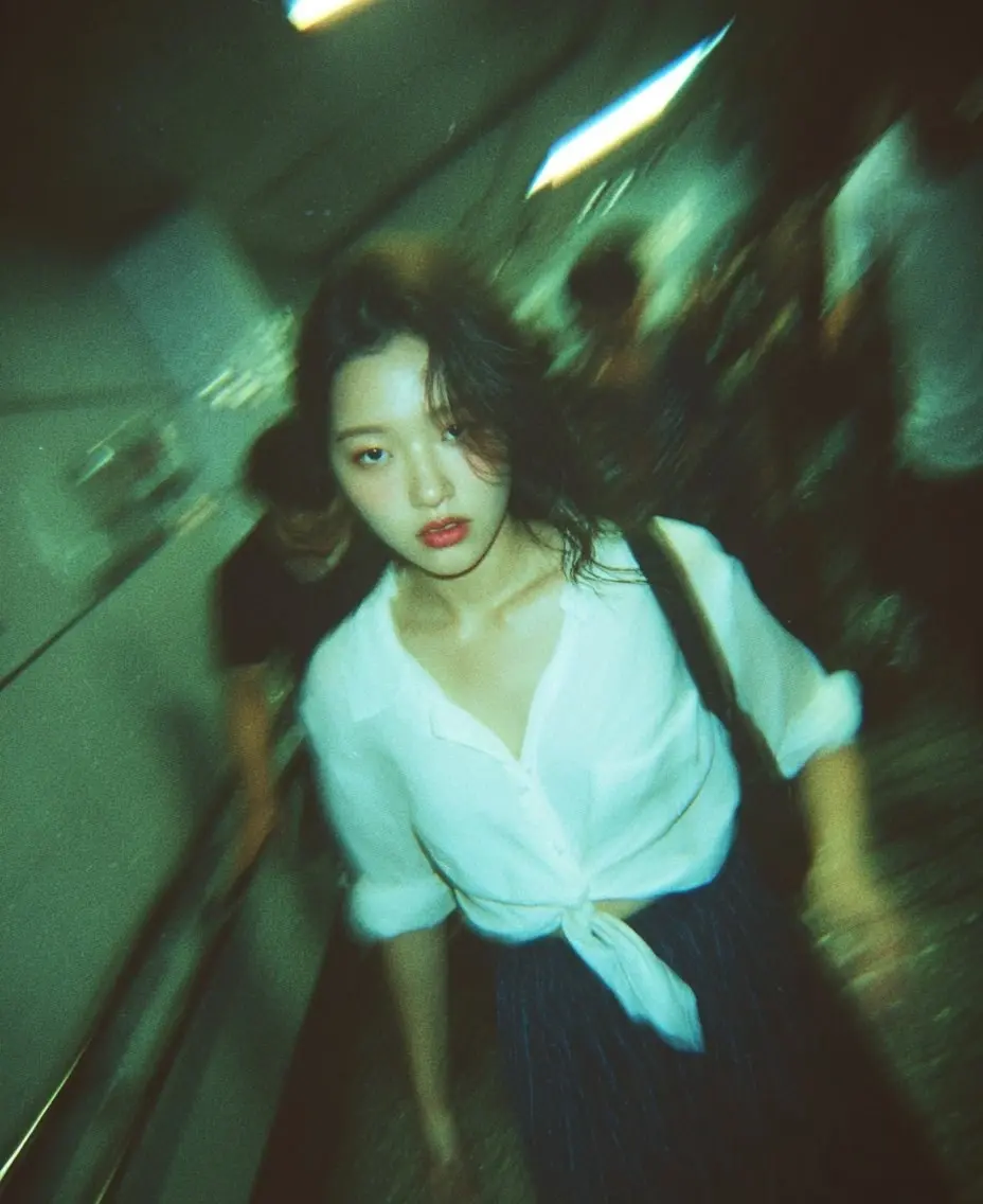 东京地铁楼梯间美女照提示词:AI作图关键词与图片参考.