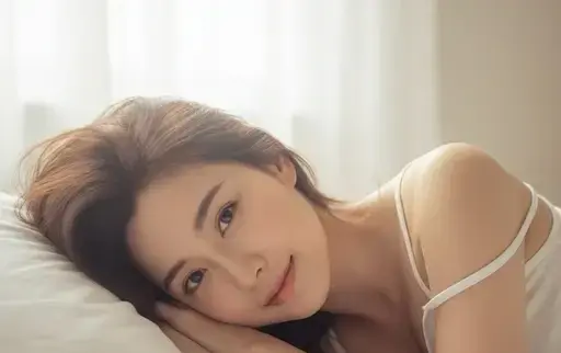 白色枕头上的睡眼惺忪女孩