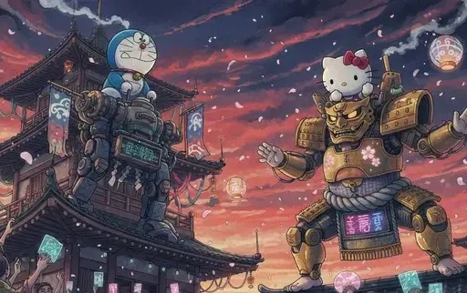 超现实主义日式水墨画