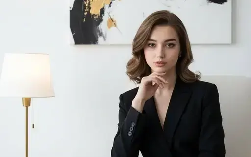 自信优雅的黑色西装女士