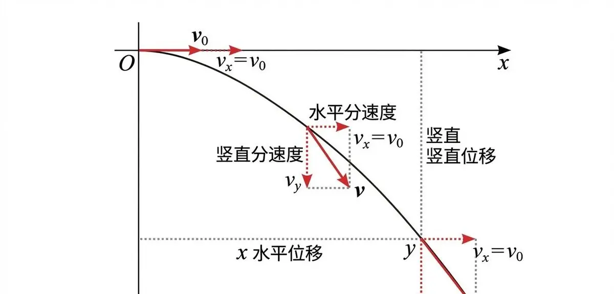 平抛运动轨迹与速度位移分解图 图片 1