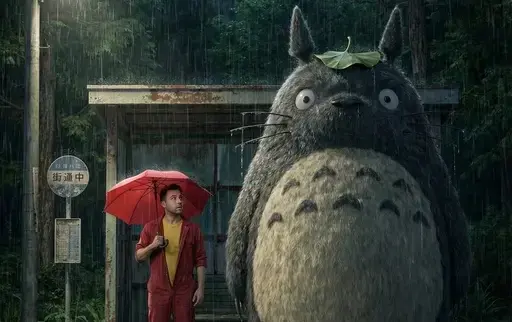 雨中的龙猫公交站