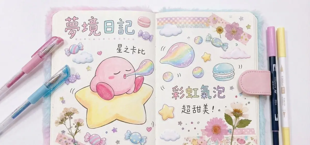 粉红色的星之卡吐泡泡提示词:AI作图关键词与图片参考.
