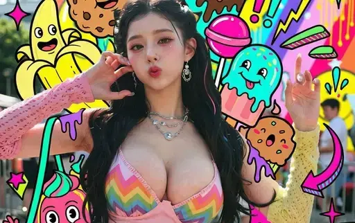 在人物周围添加糖果怪兽