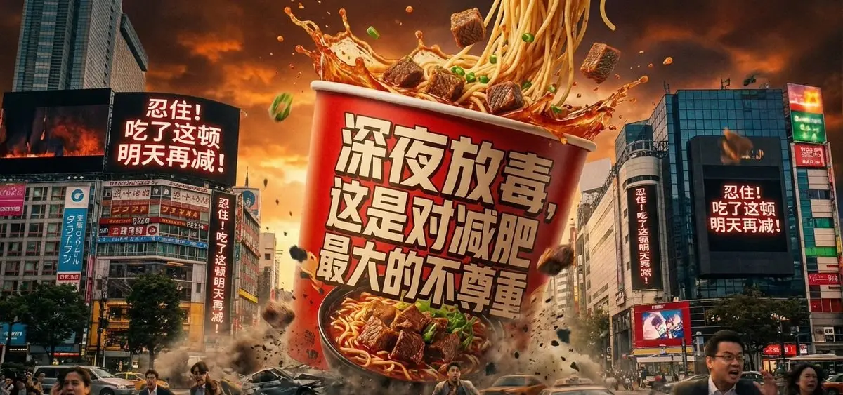 深夜放毒是对减肥最大的不尊重提示词:AI作图关键词与图片参考.