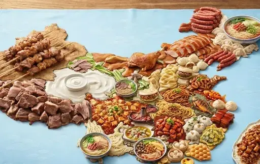 制作一张由省市美食组成的中国地图