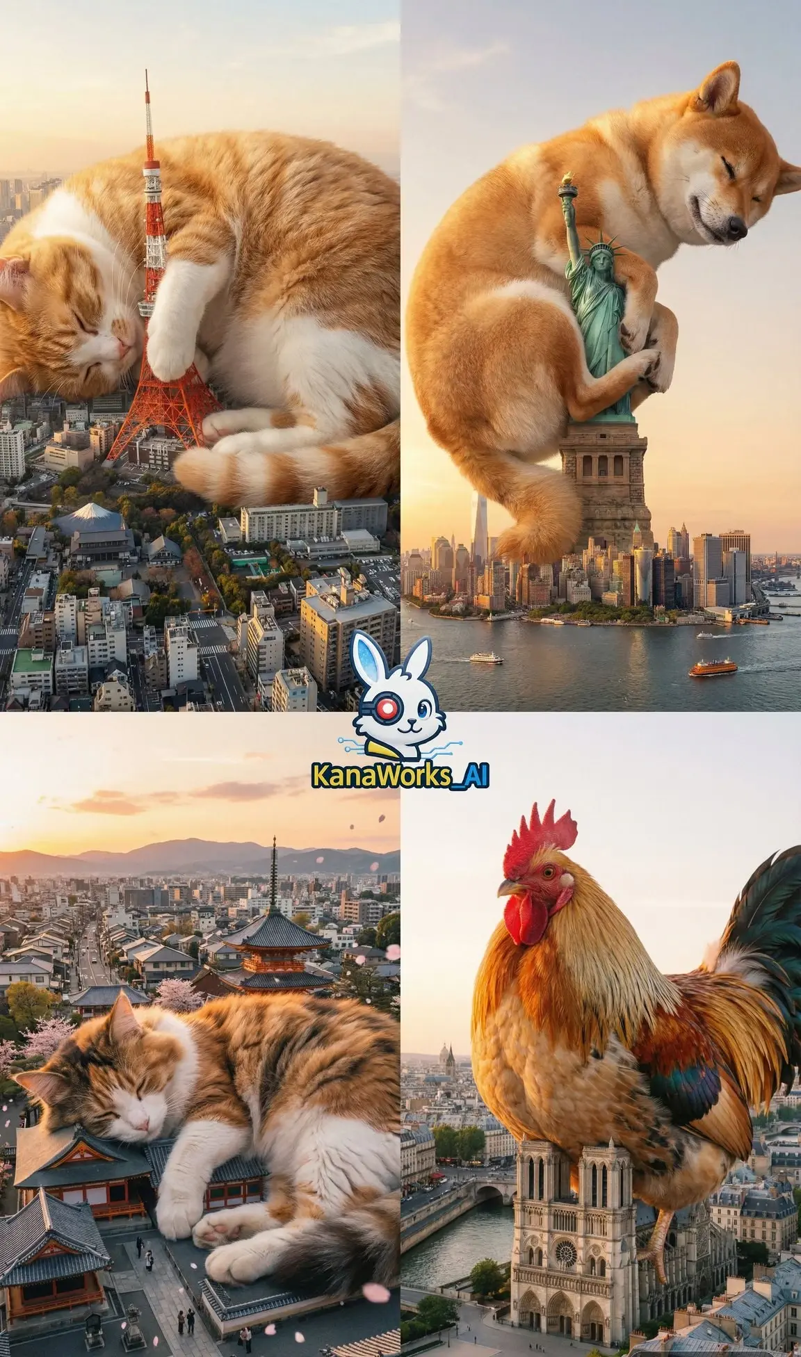东京塔被一只超级巨大的猫占据 图片 1