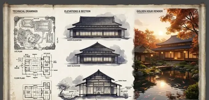 建筑插画师为住宅制作的展示板 图片 1