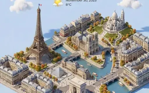 城市俯视等距3D卡通微缩场景