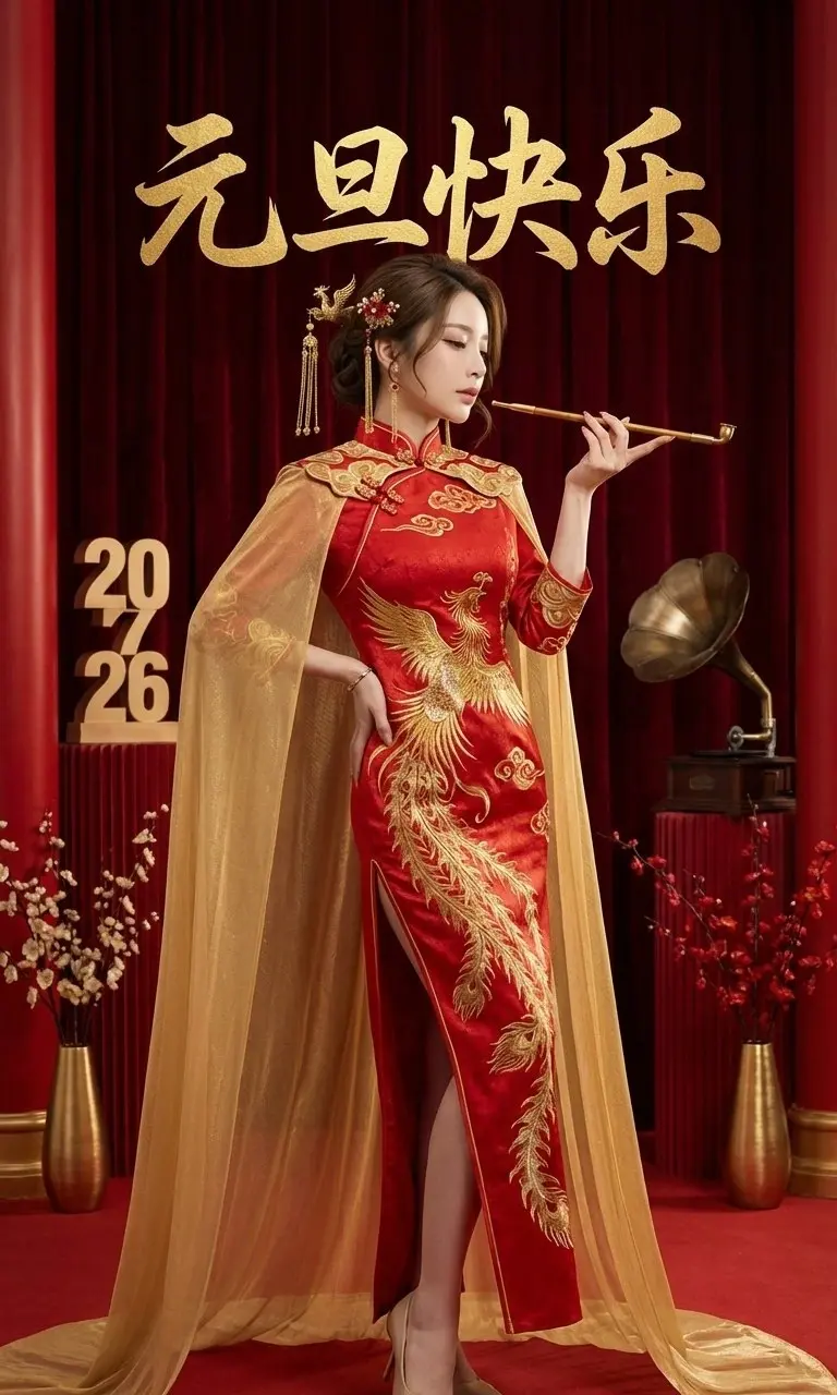 元旦特辑-复古旗袍名媛风提示词:AI作图关键词与图片参考.